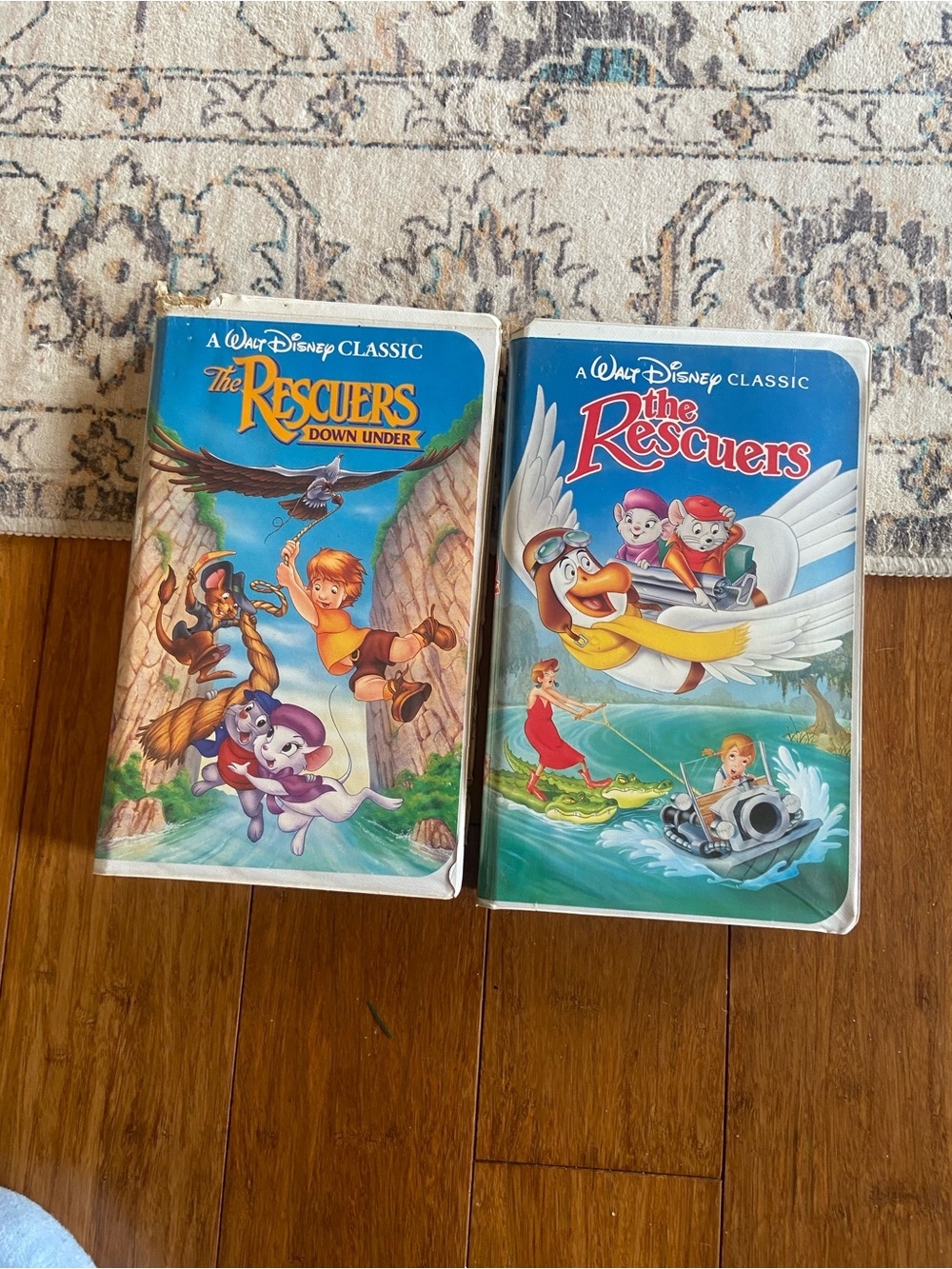Disney The Rescuers & The Rescuers Down Under VHS Set - Blue, Green, Yellow